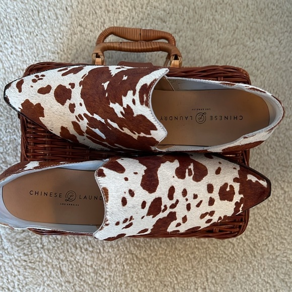 Fortune Brown and White Cow Print Pointed-Toe Ankle Booties - Picture 9 of 9